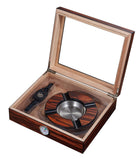 Eiger Small Glasstop Humidor, Ashtray and Cutter Gift Set